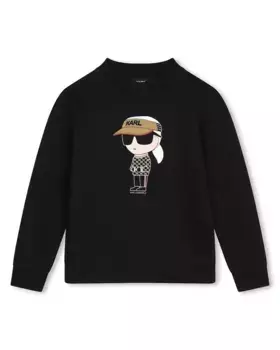 Черная толстовка для мальчика с рисунком спереди Karl Lagerfeld Kids