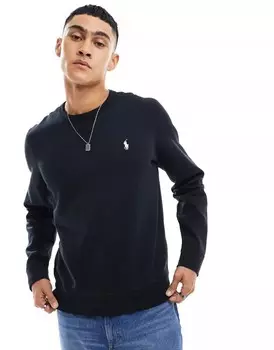 Черная толстовка двойной вязки с фирменным логотипом Polo Ralph Lauren