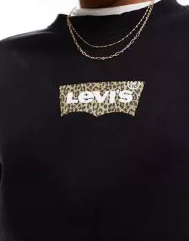 Черная толстовка Levi's с леопардовым логотипом