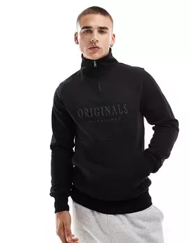 Черная толстовка на молнии с 3D-логотипом Jack & Jones