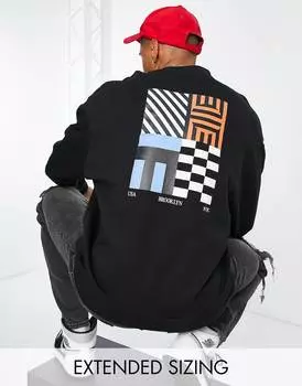 Черная толстовка оверсайз с абстрактным принтом на спине ASOS DESIGN