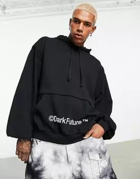 Черная толстовка оверсайз с двойными слоями и рукавами-фонариками ASOS Dark Future