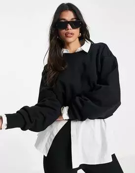 Черная толстовка оверсайз с необработанным краем ASOS DESIGN