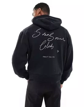 Черная толстовка оверсайз с принтом на спине ASOS DESIGN