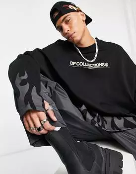Черная толстовка оверсайз с принтом пламени и логотипом ASOS Dark Future