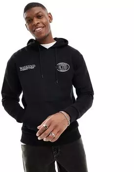 Черная толстовка оверсайз с принтом выходного дня Jack & Jones