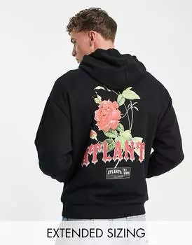 Черная толстовка оверсайз с розовым принтом на спине и готическим текстом ASOS DESIGN