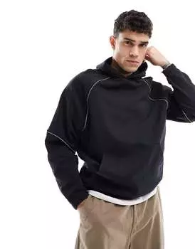 Черная толстовка оверсайз со светоотражающей окантовкой ASOS