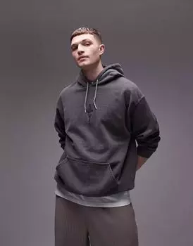Черная толстовка оверсайз Topman с вышивкой в виде татуировки в виде кинжала