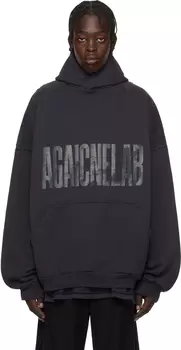 Черная толстовка с капюшоном «Agaicnelab» большого размера Balenciaga