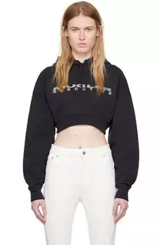 Черная толстовка с капюшоном Bonded Mugler