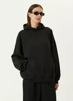 Черная толстовка с капюшоном и логотипом Balenciaga