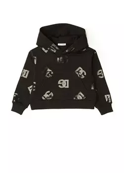 Черная толстовка с капюшоном и логотипом для мальчика Dolce&Gabbana