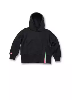 Черная толстовка с капюшоном и разрезом спереди для девочки Wittypoint