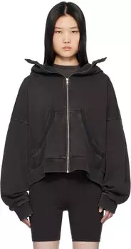 Черная толстовка с капюшоном на молнии Entire Studios, Washed black