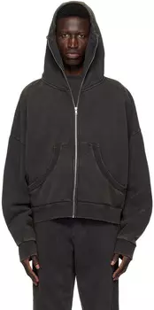 Черная толстовка с капюшоном на молнии Entire Studios, Washed black