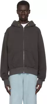 Черная толстовка с капюшоном на молнии Les Tien, Vintage black