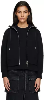 Черная толстовка с капюшоном на молнии sacai