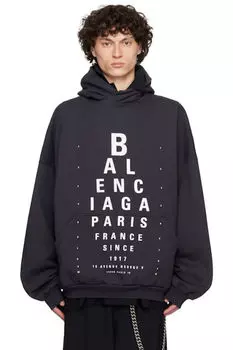 Черная толстовка с капюшоном Optical Large Fit Balenciaga