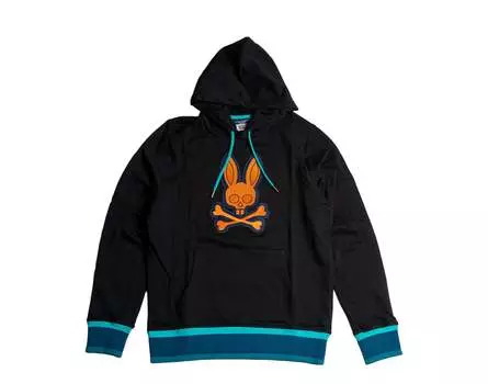 Черная толстовка с капюшоном Psycho Bunny Corby Twill Logo B6H210Q1FT-BLK