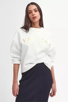 Черная толстовка с круглым вырезом и логотипом Laia Barbour International, бежевый