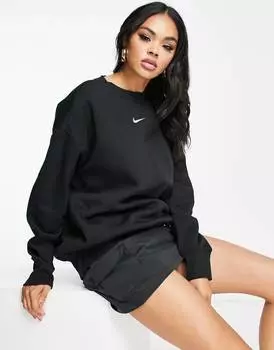 Черная толстовка с круглым вырезом и парусиной Nike mini swoosh