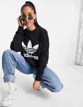 Черная толстовка с крупным логотипом adidas Originals