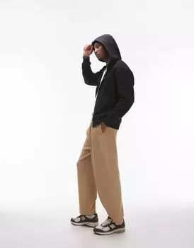 Черная толстовка с молнией и полной молнией Topman