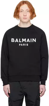 Черная толстовка с принтом Balmain