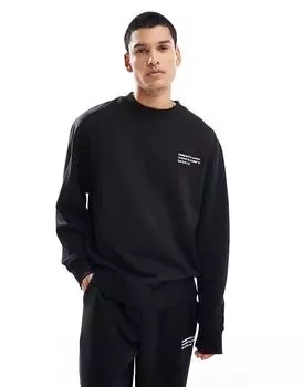 Черная толстовка с принтом координат от COLLUSION