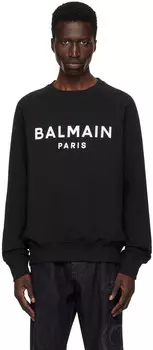 Черная толстовка с принтом «Париж» Balmain, Noir/Blanc