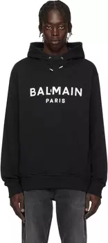 Черная толстовка с принтом «Париж» Balmain, Noir/Blanc