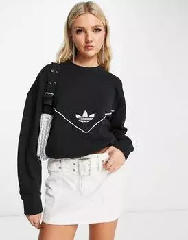 Черная толстовка с сетчатыми вставками и трилистником adidas Originals