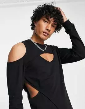 Черная толстовка с вырезными вставками ASOS DESIGN