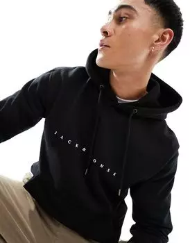 Черная толстовка с вышитым логотипом Jack & Jones