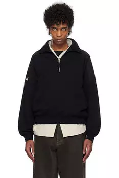 Черная толстовка с застежкой-молнией на половину длины Kijun