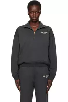 Черная толстовка с застежкой-молнией «SR Sport» Sporty & Rich