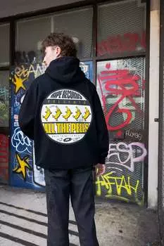 Черная толстовка унисекс в стиле ретро с графическим принтом Batch1