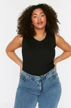 Черная тонкая вязаная блузка без рукавов, облегающая тело Trendyol, черный