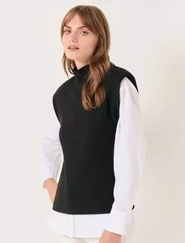 Черная трикотажная блузка без рукавов с воротником и подкладками Jimmy Key