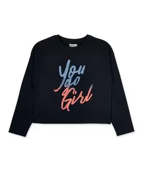 Черная трикотажная футболка для девочки Tuc tuc, серый