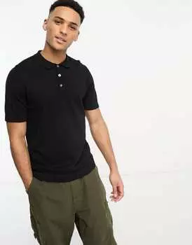 Черная трикотажная футболка-поло Jack & Jones Essentials