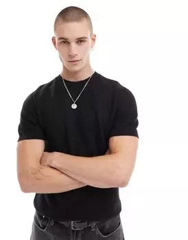 Черная трикотажная футболка River Island