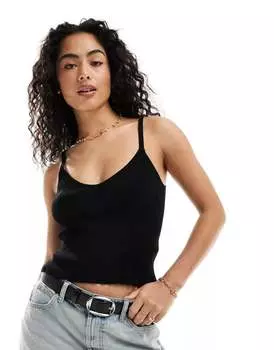 Черная трикотажная кофта с v-образным вырезом ASOS