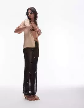 Черная трикотажная прозрачная юбка в виде морской звезды Topshop