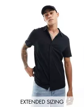 Черная трикотажная рубашка ASOS DESIGN