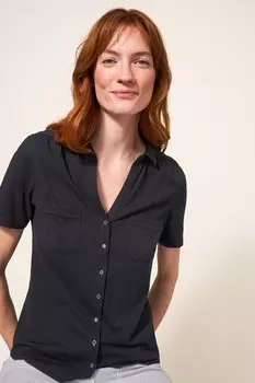 Черная трикотажная рубашка Penny с карманами White Stuff, черный