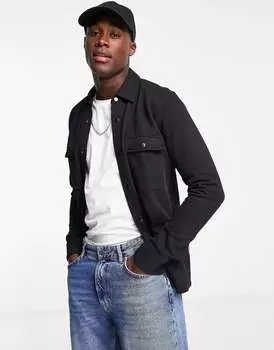 Черная трикотажная рубашка Selected Homme