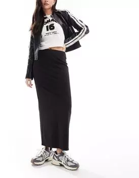 Черная трикотажная юбка миди Monki