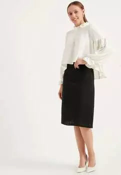 Черная твидовая юбка-карандаш миди Herita, черный